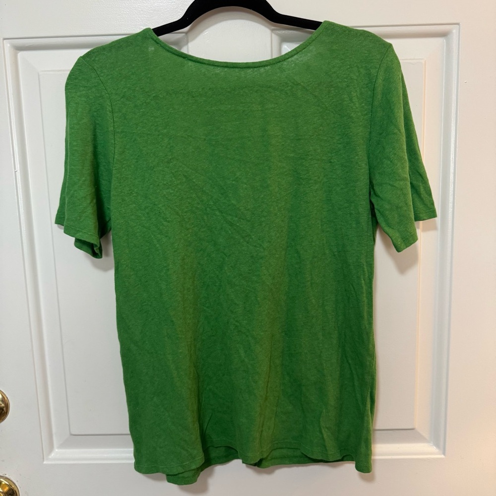 NWT Sezane Milo T-shirt  Verde Green Cotton Linen Size Medium - Picture 8 of 11